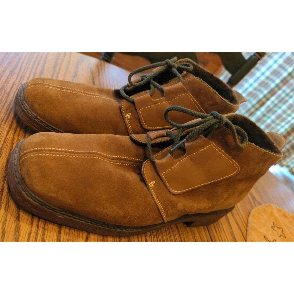 Vintage Hush Puppies Mens 12 W Wide Brown Suede Leather Sherpa‎ Lined Boot